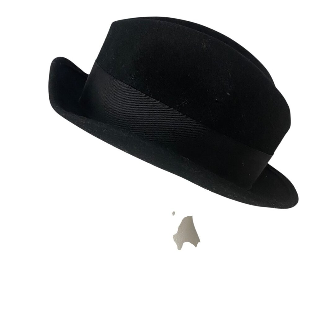 Vintage Tiger Pride Black Fedora Wool Hat Feather Men Size M Made In‎ USA Classy